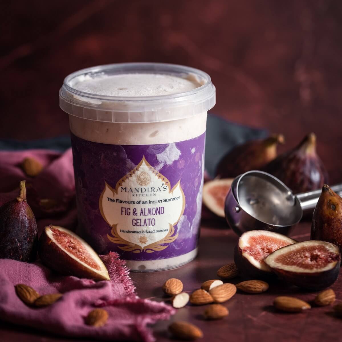 Mandira's Kitchen fig and almond gelato food photography