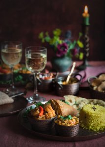 romantic dinner for two with Indian food by Mandira's Kitchen for Valentine's Day