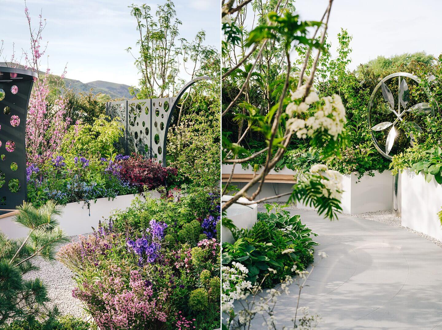 Karen Tatlow garden design with metal structures and hard landscaping