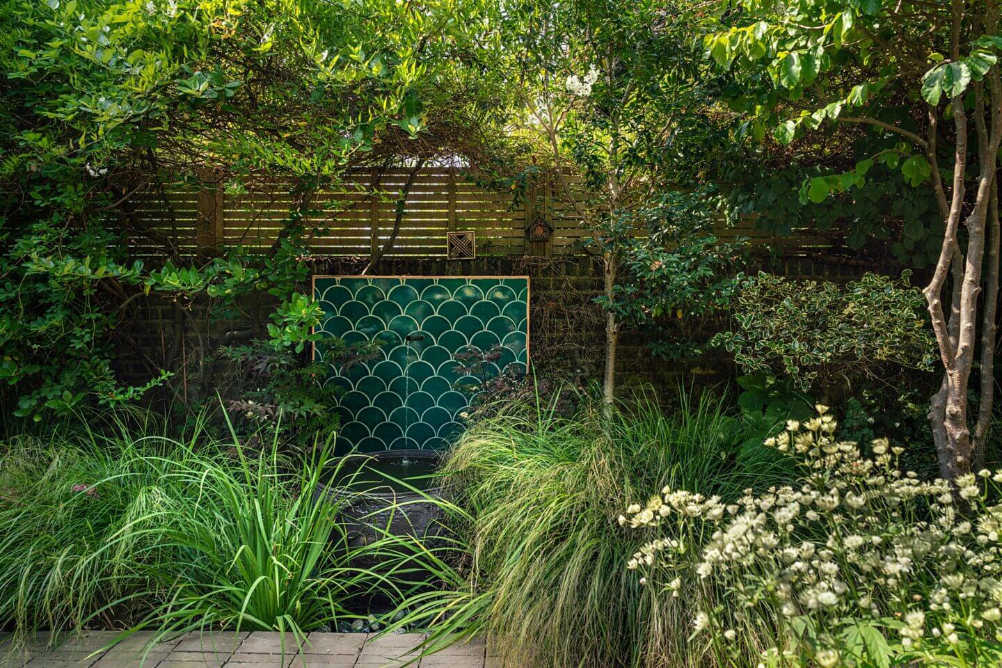 Art Deco tiled garden water feature Pollyanna Wilkinson
