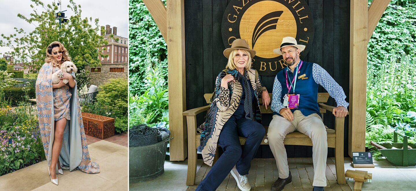 Around the show at RHS Chelsea with the Drag Queen Gardener, Joanna Lumley and Simon Burvill