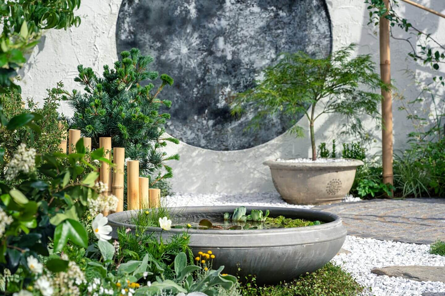 The Lunar Garden water pot and bamboo poles