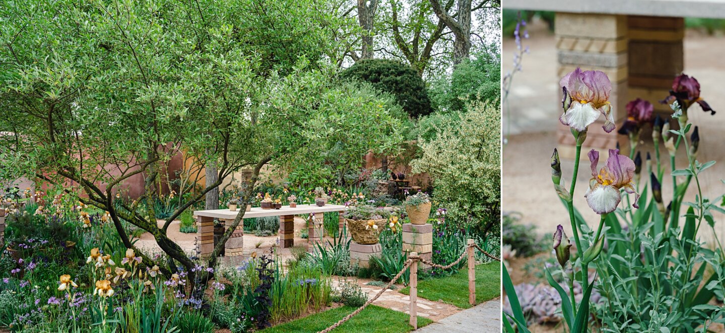 Show garden by Sarah Price with details of repurposed bricks and hard landscaping
